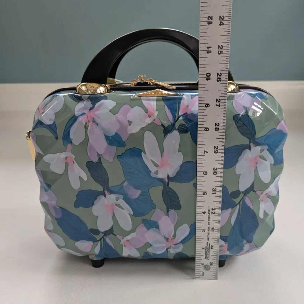 NWT Triforce Firenze Collection Travel Beauty Case Hard Shell Green Floral